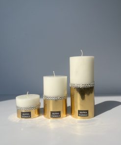 شمع نیم تنه قطر 8 لاکچری طلایی بهترین کیفیت