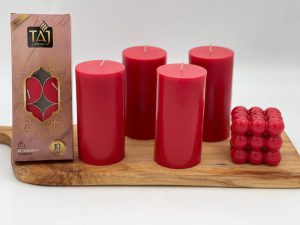 پک شمع استوانه وارمر و روبیک قرمز رنگ