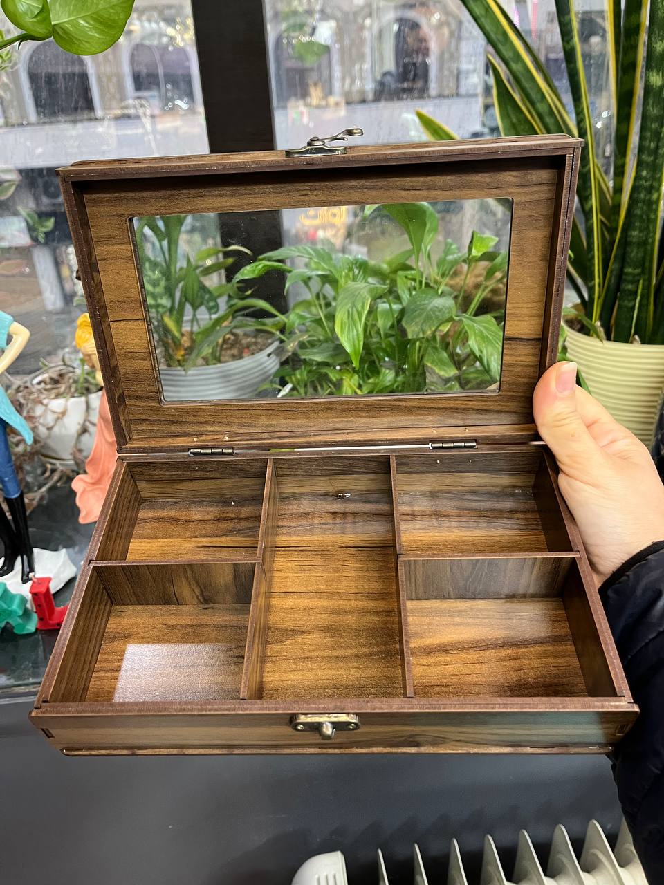 تیبگ خوری 5 تیکه چوبی شیشه ای