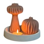 ست شمع به همراه سینی سنگ مصنوعی