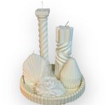 ست شمع به همراه سینی سنگ مصنوعی