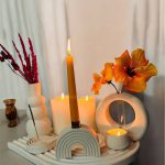 ست دکوری سنگ مصنوعی با شمع استوانه‌