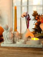 ست سنگ مصنوعی ست کامل شمع و عود و گلدان و سینی