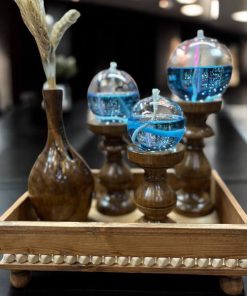 ست جا شمع گلدان سینی و شمع پیرکس چوبی