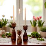 جا شمع چوبی 3 تایی