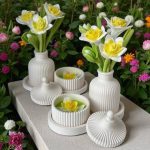 ست سنگی گلدان و جار شمع