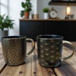 ماگ مشکی طلایی هندسی وارداتی